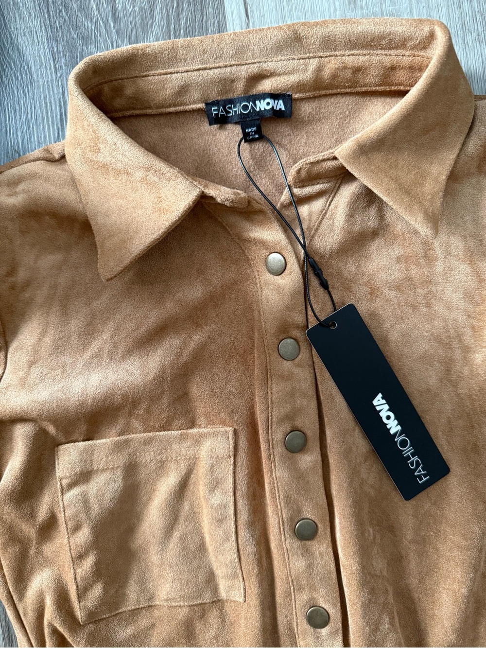 Fashion Nova Camel Suede-Look Two-Piece Romper Set - Picture 6 of 8